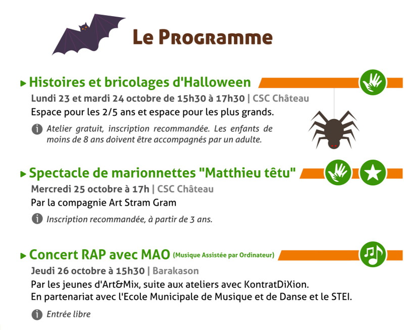 Programme des vacances d'octobre